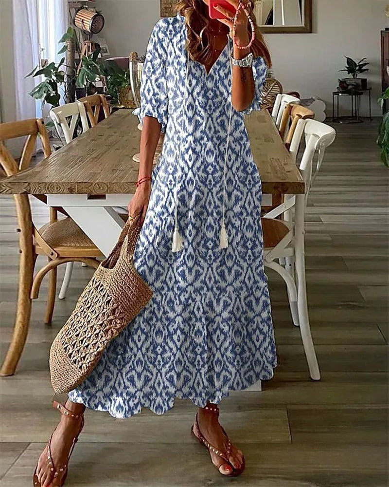 Agnete | Mønstret Maxi-kjole