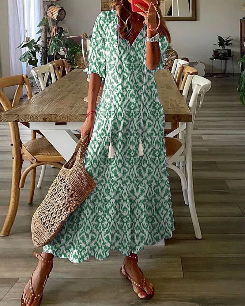 Agnete | Mønstret Maxi-kjole