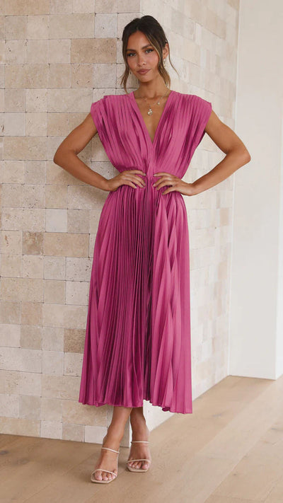 Lilian | Elegant Plisseret Lang Kjole