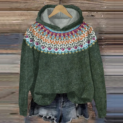 Bertha | Farverig Strikket Hættetrøje