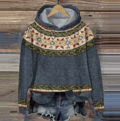 Bertha | Farverig Strikket Hættetrøje
