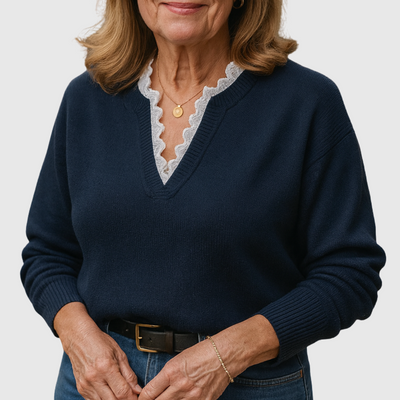 Helle | Elegant Top med Blondekant