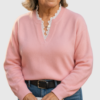 Helle | Elegant Top med Blondekant