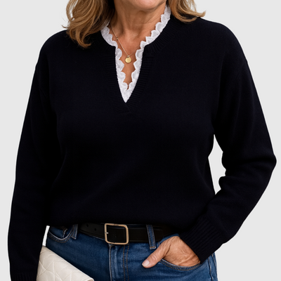 Helle | Elegant Top med Blondekant