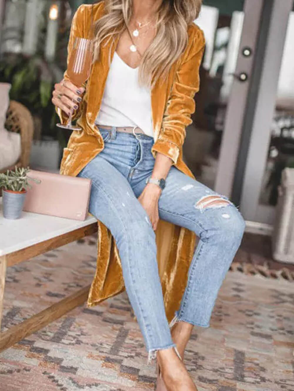 Beryl | Dame Vinter Strikfrakke med Lang Pasform