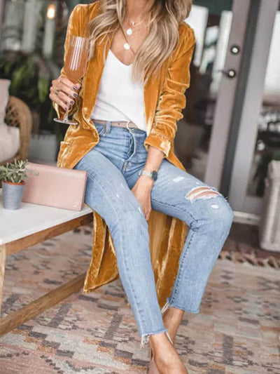 Beryl | Dame Vinter Strikfrakke med Lang Pasform