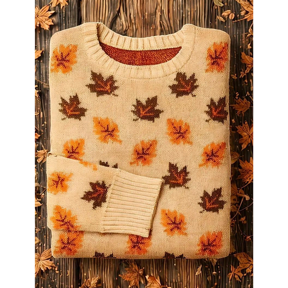 Ingrid | Dame Vinter Sweater med Bladprint