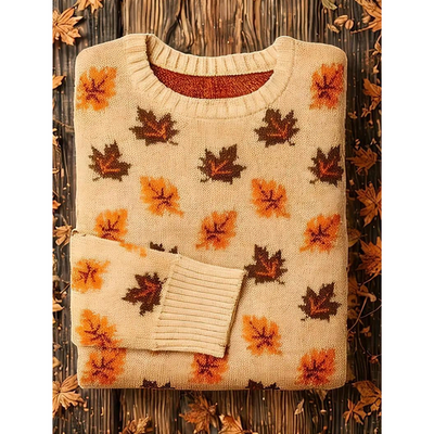 Ingrid | Dame Vinter Sweater med Bladprint