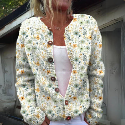 Kenza | Stilfuld Blomstret Cardigan med Knapper