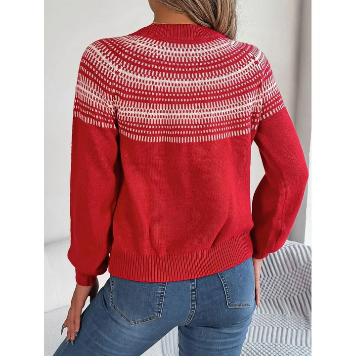 Laila | Dame Vinter Sweater med Mønstret Halsudskæring