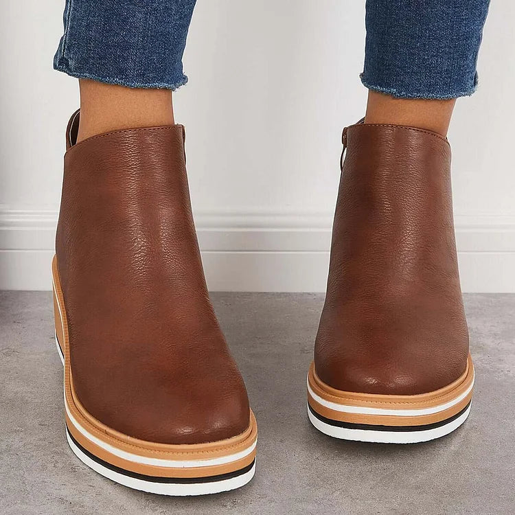 Anna | Ankelstøvler Med Kilehæl Og Lynlås