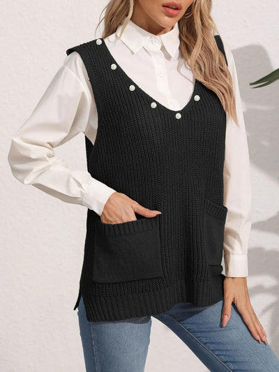 Liva | Vinter Dame Sweatervest med Perledetaljer