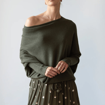 Johanne | Dame Off-Shoulder Sweater med Løs Pasform