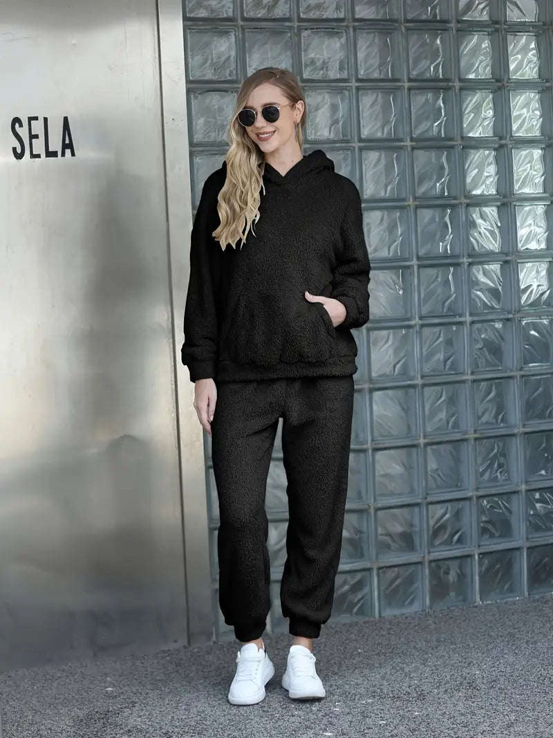 Josepha | Dame Fleece Loungewear Sæt Med Hætte