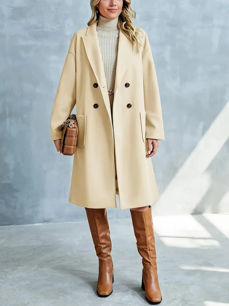Ellen | Vinter Dame Dobbeltknappet Frakke med Lommer