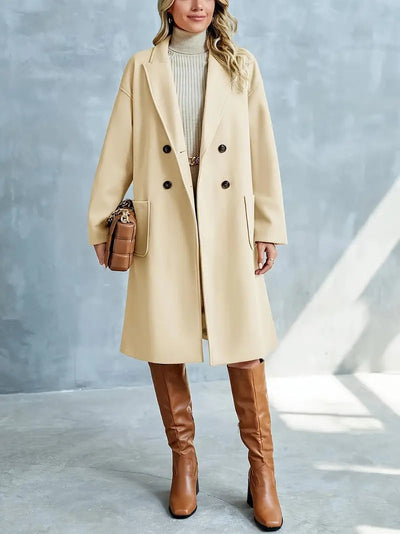 Ellen | Vinter Dame Dobbeltknappet Frakke med Lommer