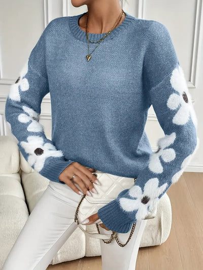 Karla | Dame Vinter Sweater med Blomstermønster