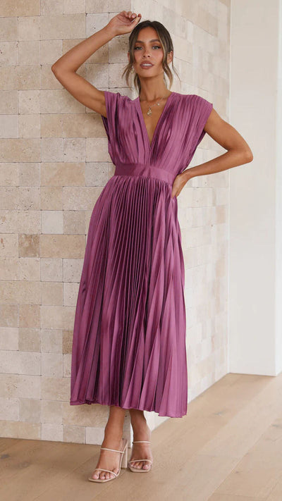 Lilian | Elegant Plisseret Lang Kjole