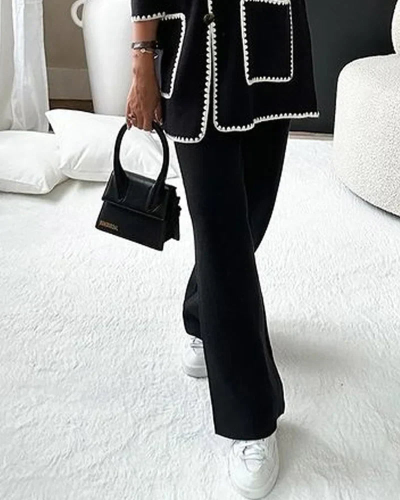 Vanja | Damejakke Med Kontrastkant Og Knaplukning