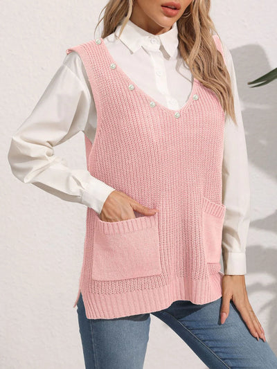 Liva | Vinter Dame Sweatervest med Perledetaljer