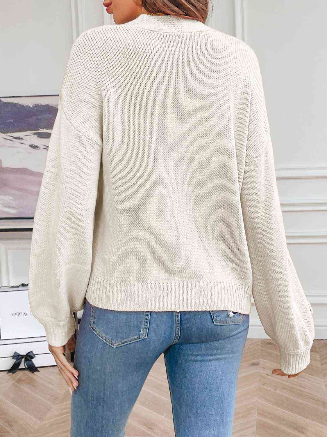 Inger | Dame Vinter Cardigan med Blomsterbroderi