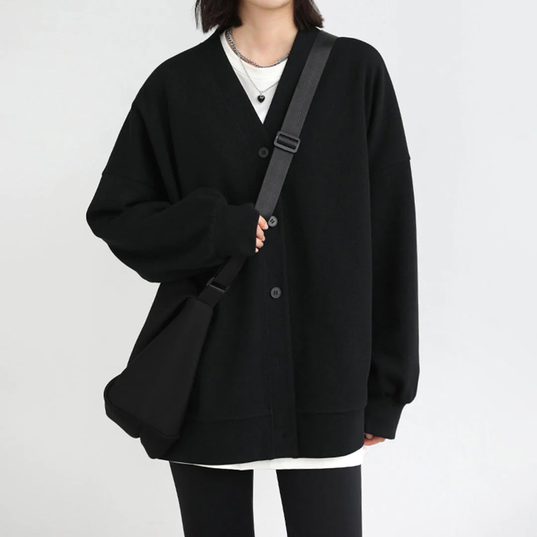 Cathrine | Vinter Dame Cardigan med V-udskæring og Knap