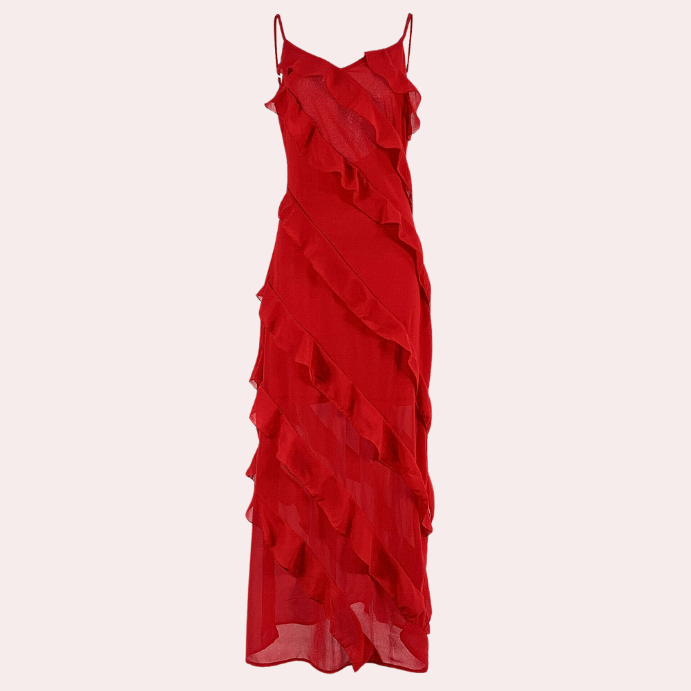 Elvira | Elegant Rød Maxikjole