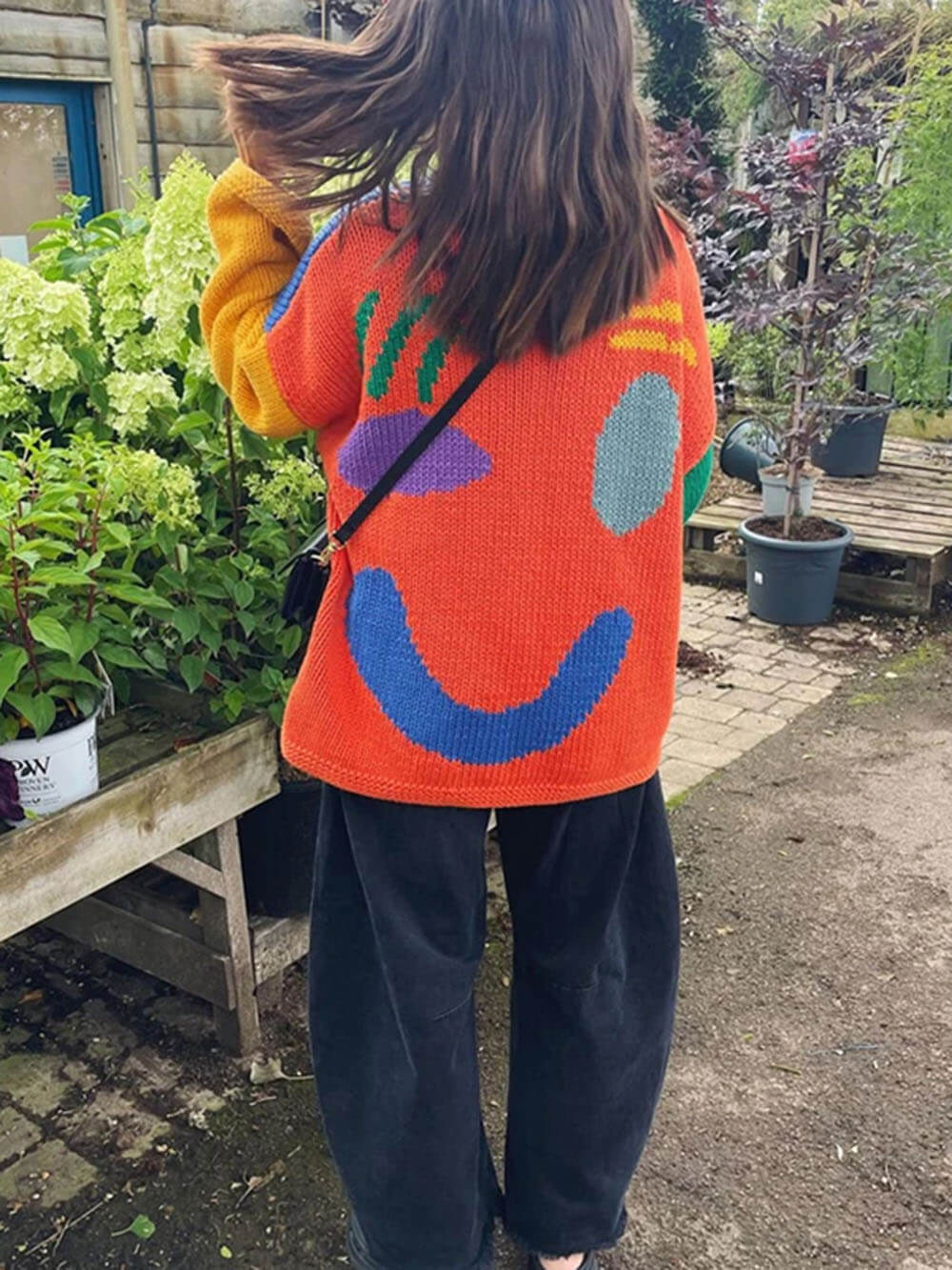 Gudrun | Dame Vinter Afslappet Pullover med Smiley-Print