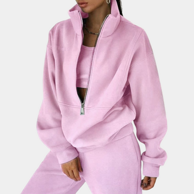 Henriette | Dame Hættetrøje Og Bukser Sæt Med Lynlås