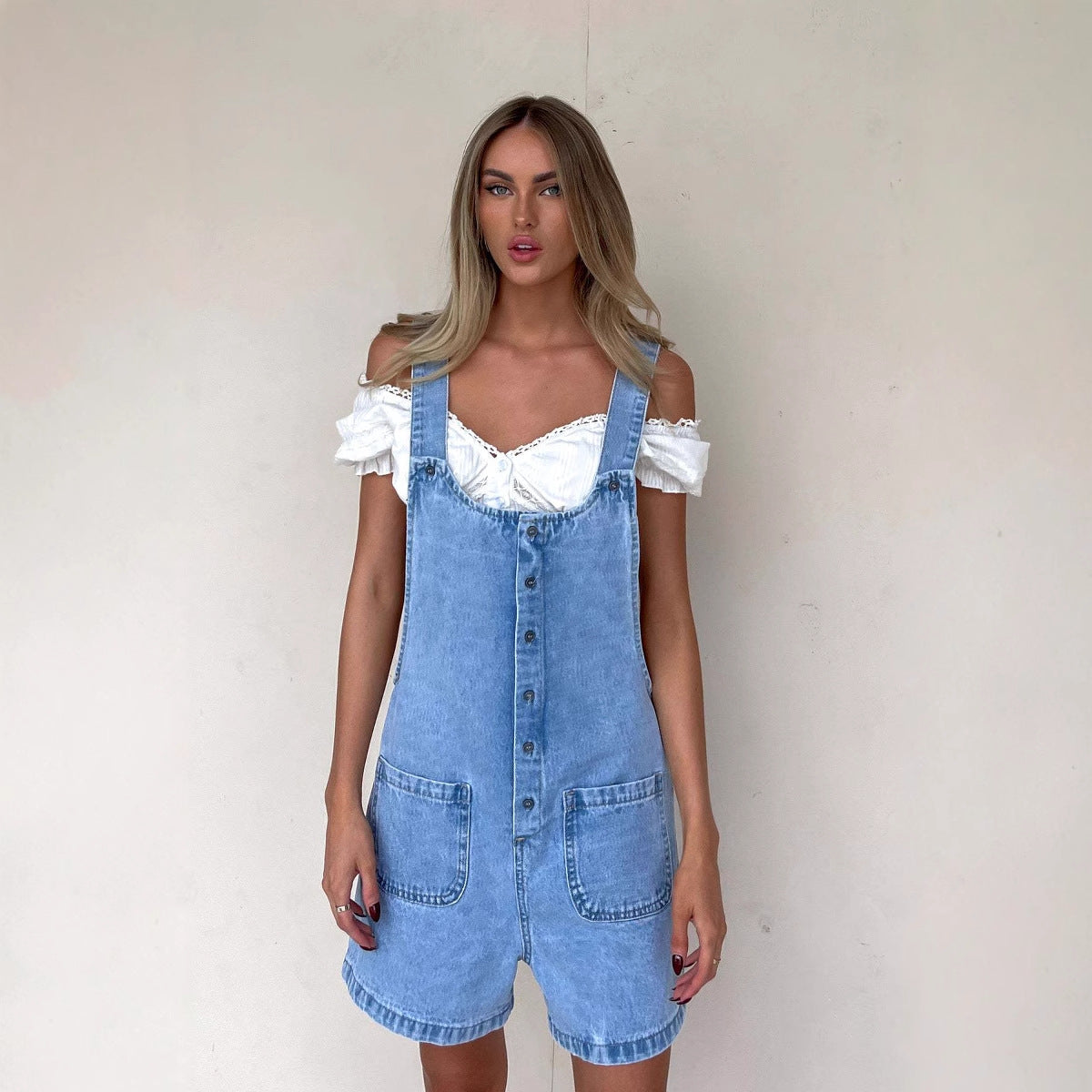 Josepha | Afslappet Playsuit med Knapper og Lommer