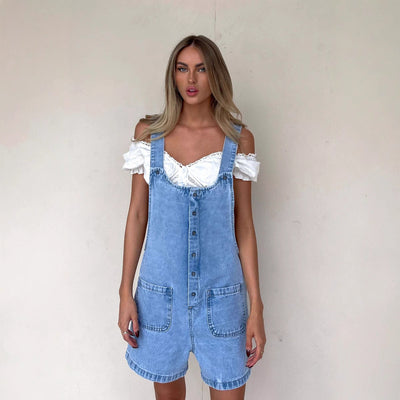 Josepha | Afslappet Playsuit med Knapper og Lommer
