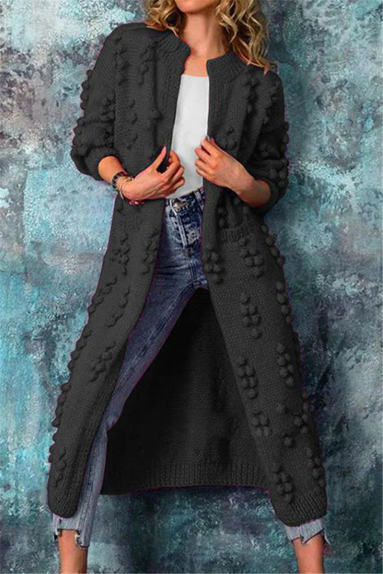 Sandra | Dame Chunky Strik Cardigan med Knappe Detaljer