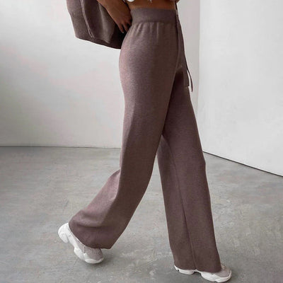 Helene | Dame Rullekrave Sweater Og Bukser Sæt