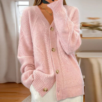 Claudine | Women’s Warm Knit Sweater with Button Design