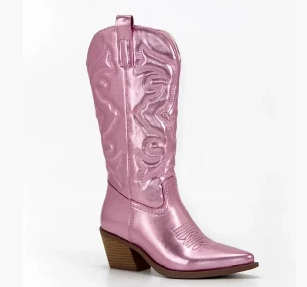 Vanja | Skinnende Western Støvler i Mellemhøjde