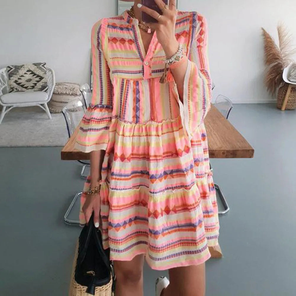 Stinna | Casual Stribet Mini-kjole