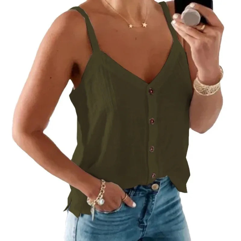 Serina | Dame Sommer Cami-Top Med Knaplukning
