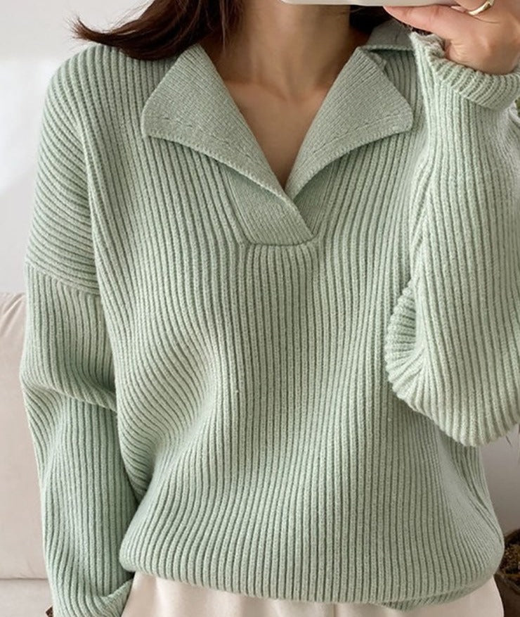 Bente | Vinter Dame Ribstrikket Sweater med Krave