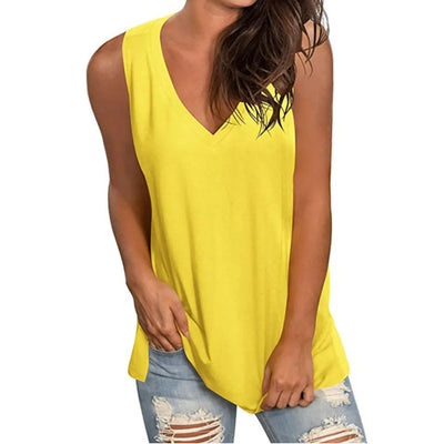 Katja | Dame Sommer Top Ærmeløs Løs Pasform Med V-Hals