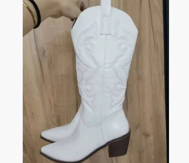 Vanja | Skinnende Western Støvler i Mellemhøjde