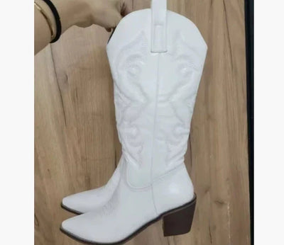 Vanja | Skinnende Western Støvler i Mellemhøjde