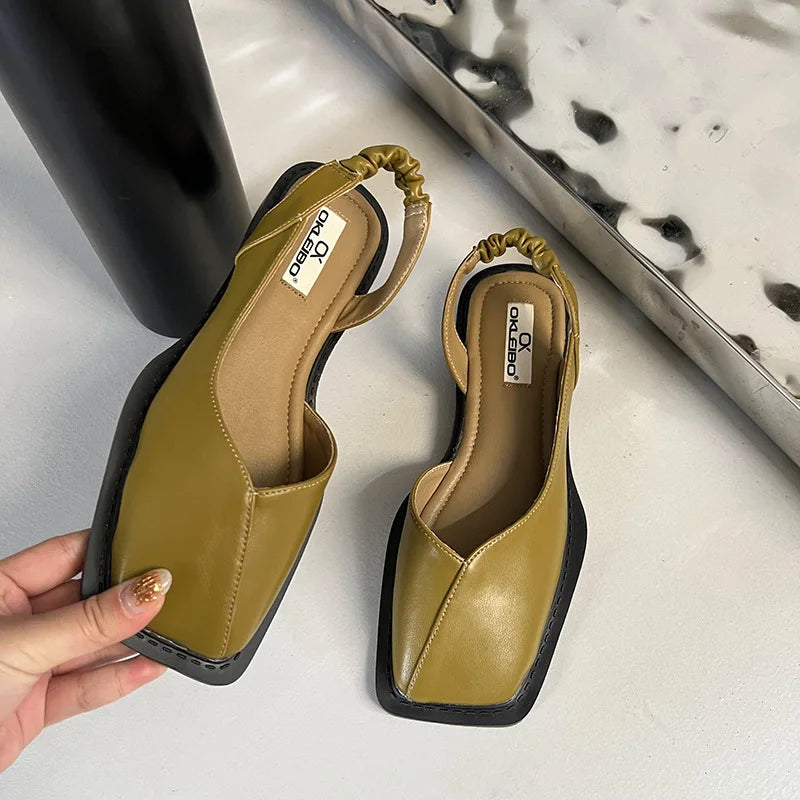 Lea | Slingback Sandaler med Firkantet Tå