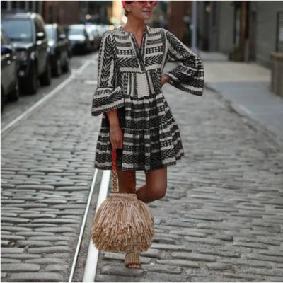 Stinna | Casual Stribet Mini-kjole