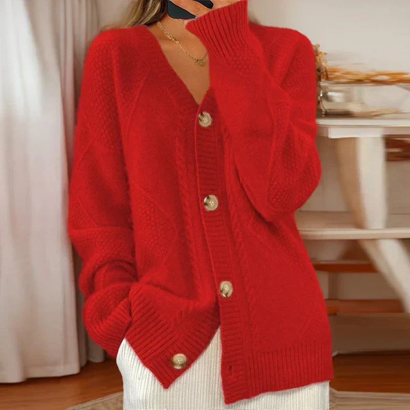 Claudine | Women’s Warm Knit Sweater with Button Design