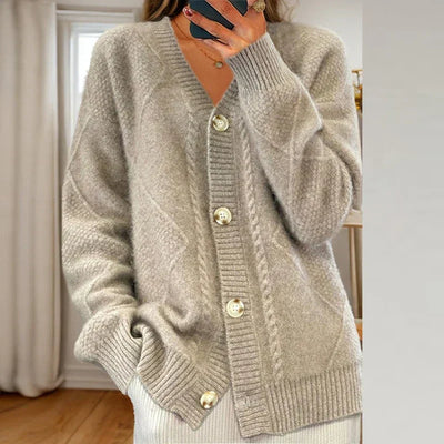 Claudine | Women’s Warm Knit Sweater with Button Design