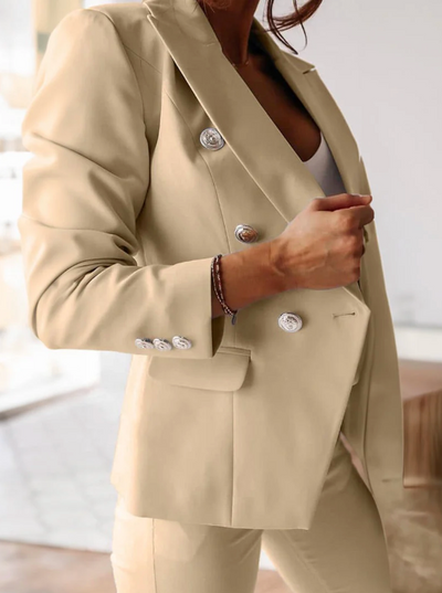 Monika | Dame Elegant Blazer Sæt Med Slim Bukser