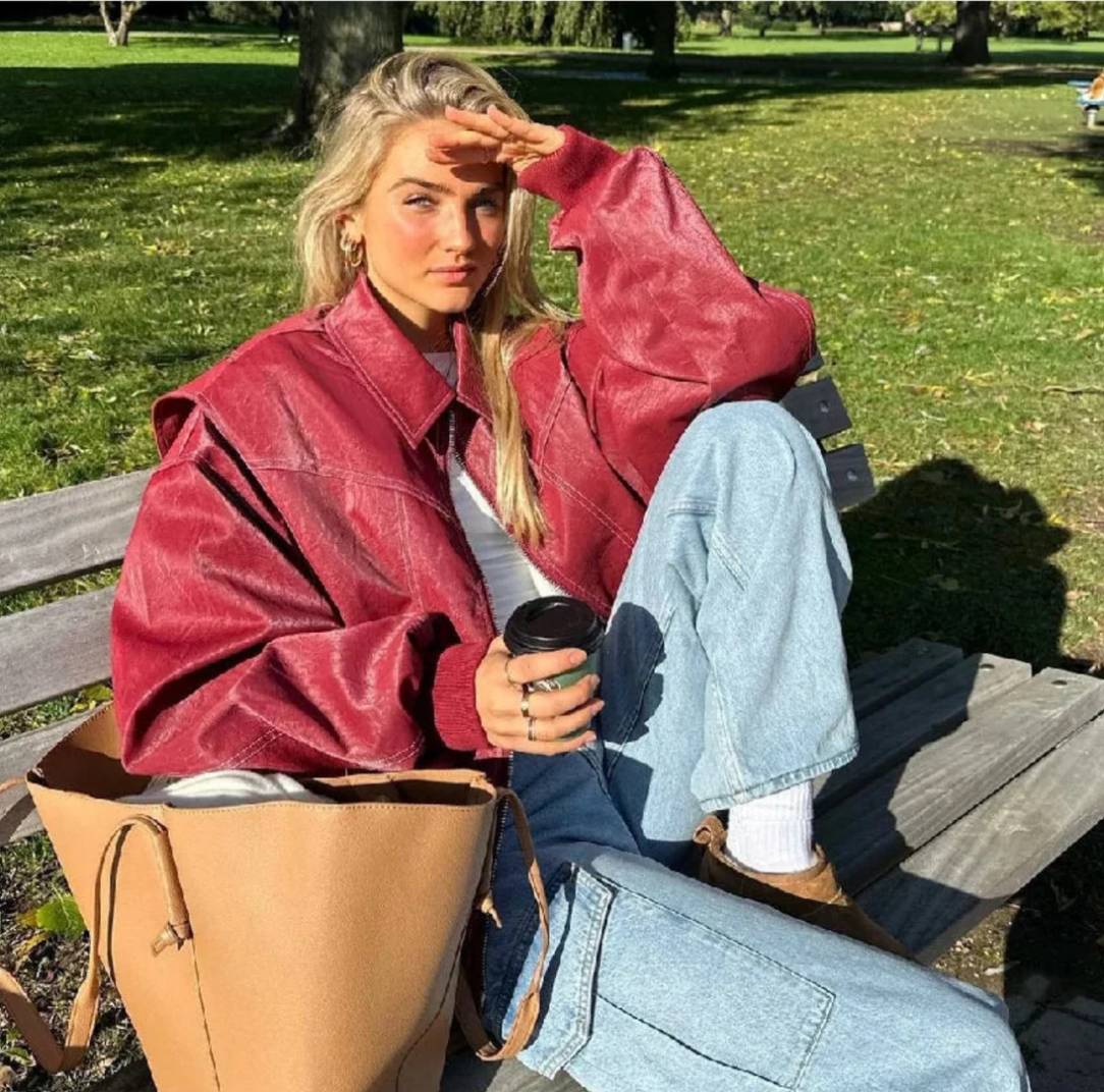 Faye™ | Oversized Læderjakke