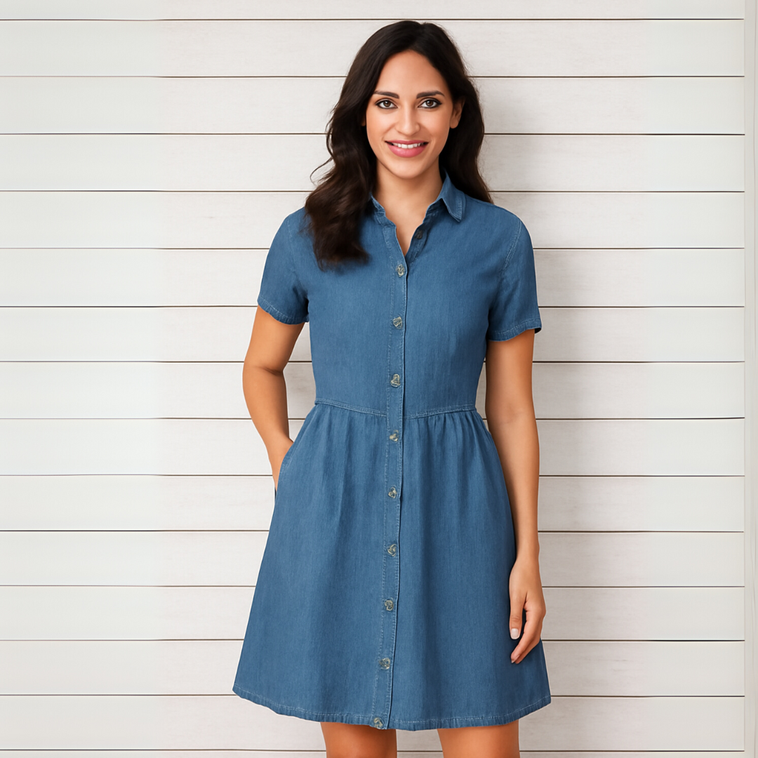 Isabel | Kvinders Sommer Midi-Kjole med Knapper