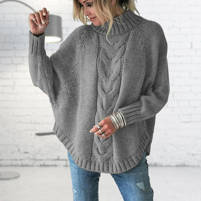 Olive | Dame Varm Pullover Sweater Med Højhalset Mønster