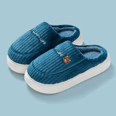 Laila | Dame Vinter Plyssede Hjemmesko med Bjørnebroderi